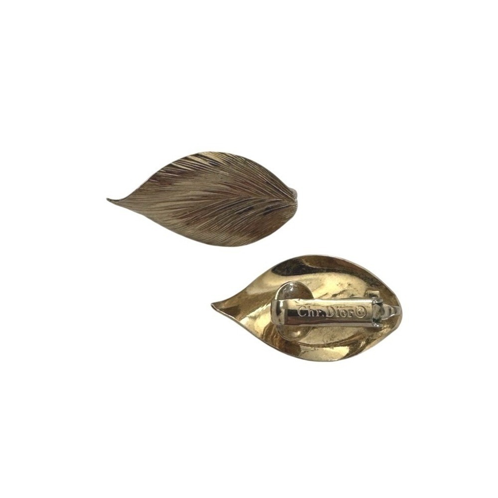 Christian Dior Vintage‎ Gold Tone Leaf Clip-On Earrings